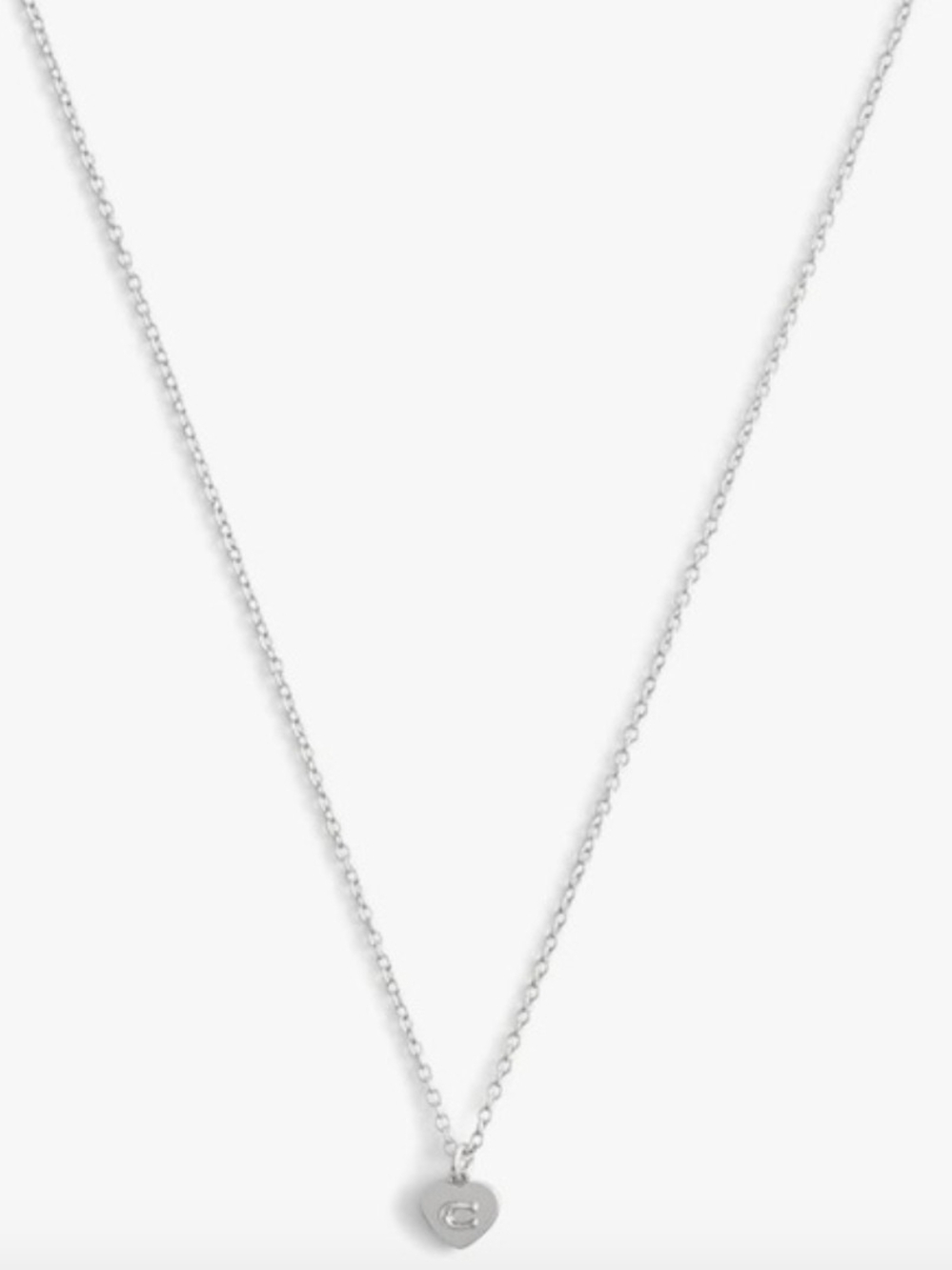 Delicate Coach Silver Heart Charm Necklace - Women Jewelry